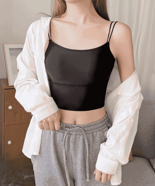 MAISON DE THERESE(メゾン ド テレーズ)の「パット付キャミソール ブラトップ(キャミソール・レディース・GRAY/Black/Beige/BROWN/White・FREE)」の3枚目の写真