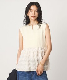 チュール コンビ フレンチスリーブ ニット