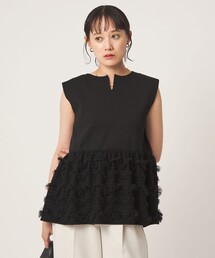 チュール コンビ フレンチスリーブ ニット