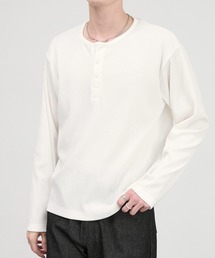 【CIYOT】テレコリブ コンパクトフィット ヘンリーネック長袖Tシャツ