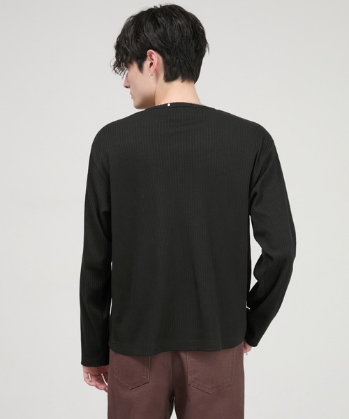 CIYOT（シヨウト）の「【CIYOT】テレコリブ コンパクトフィット ヘンリーネック長袖Tシャツ（Tシャツ/カットソー・メンズ・ブラック/チャコール/ダークブラウン/ホワイト/レッド・S/M/L）」の12枚目の写真