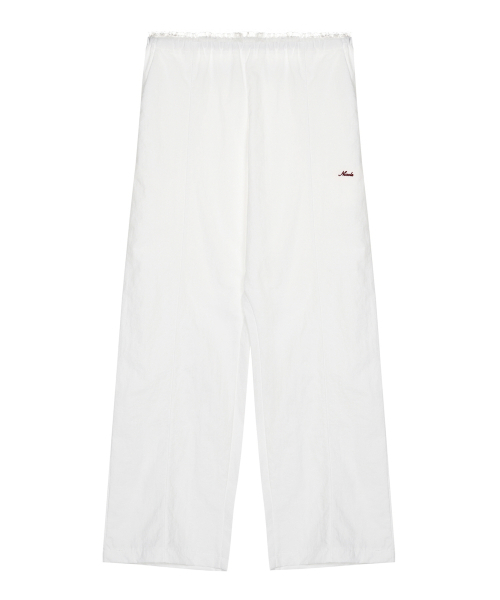 NICK&NICOLE(ニックアンドニコール)の「LACE NYLON WIDE PANTS_WHITE(スウェットパンツ・レディース・その他・FREE)」の1枚目の写真