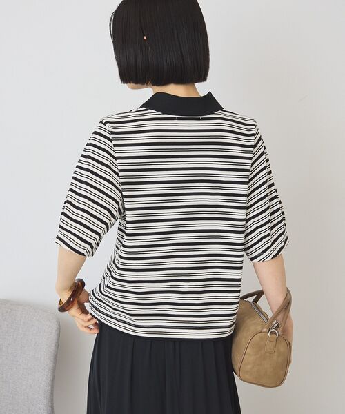 AMERICAN HOLIC（アメリカンホリック）の「【UVカット・接触冷感】ボーダーポロシャツ（Tシャツ/カットソー・レディース・ブラック/ピンク/グレイッシュベージュ・M/L）」の16枚目の写真