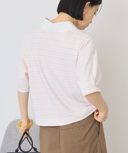 AMERICAN HOLIC（アメリカンホリック）の「【UVカット・接触冷感】ボーダーポロシャツ（Tシャツ/カットソー・レディース・ブラック/ピンク/グレイッシュベージュ・M/L）」の22枚目の写真