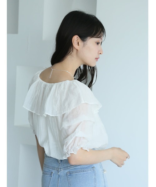 fifth(フィフス)の「タックティアードフリル袖2wayカラーブラウス(シャツ/ブラウス・レディース・ホワイト/ピンク・M)」の9枚目の写真
