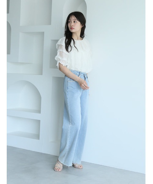 fifth(フィフス)の「タックティアードフリル袖2wayカラーブラウス(シャツ/ブラウス・レディース・ホワイト/ピンク・M)」の12枚目の写真