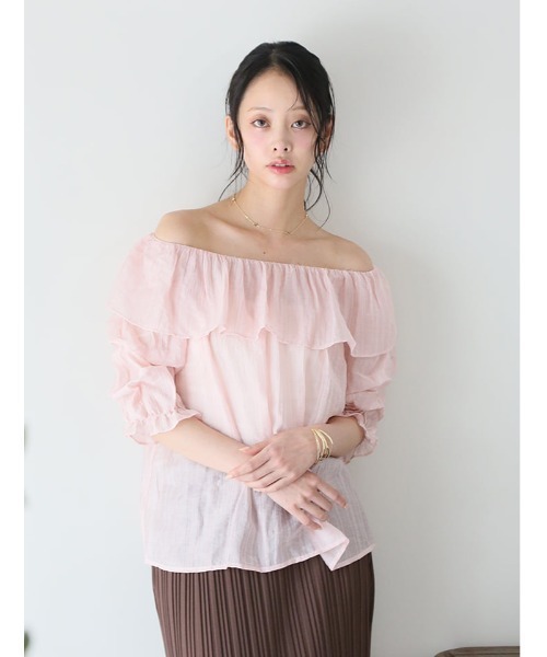 fifth(フィフス)の「タックティアードフリル袖2wayカラーブラウス(シャツ/ブラウス・レディース・ホワイト/ピンク・M)」の20枚目の写真