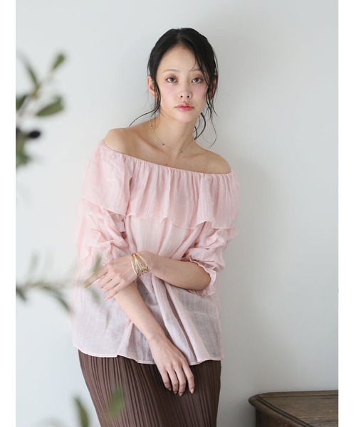 fifth(フィフス)の「タックティアードフリル袖2wayカラーブラウス(シャツ/ブラウス・レディース・ホワイト/ピンク・M)」の21枚目の写真