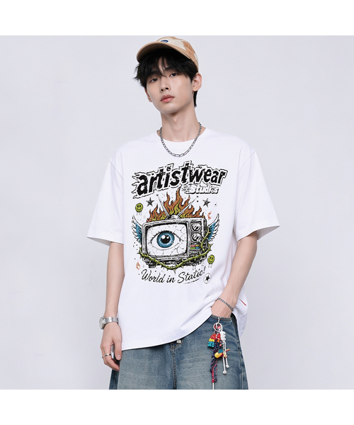 ARTISTWEAR（アーティストウェア）の「[ATW] スタティックアイ 半袖Tシャツ - 2COLOR（Tシャツ/カットソー・レディース・ホワイト/ブラック・XX-LARGE/X-LARGE/LARGE/MEDIUM/SMALL/XXXX-LARGE）」の2枚目の写真