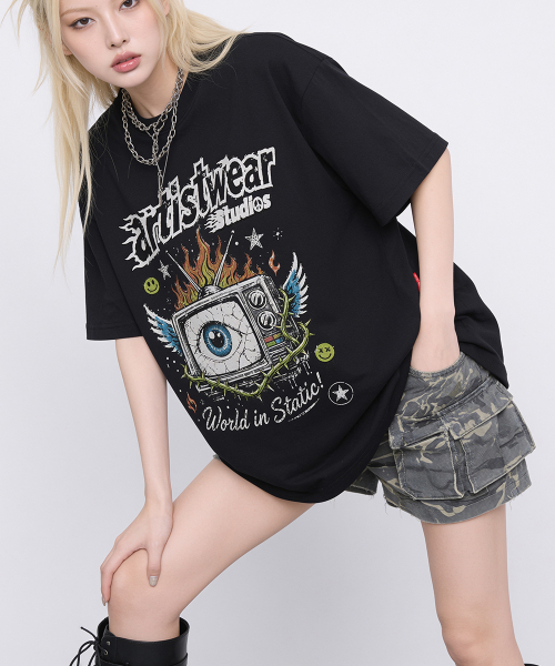 ARTISTWEAR（アーティストウェア）の「[ATW] スタティックアイ 半袖Tシャツ - 2COLOR（Tシャツ/カットソー・レディース・ホワイト/ブラック・XX-LARGE/X-LARGE/LARGE/MEDIUM/SMALL/XXXX-LARGE）」の3枚目の写真