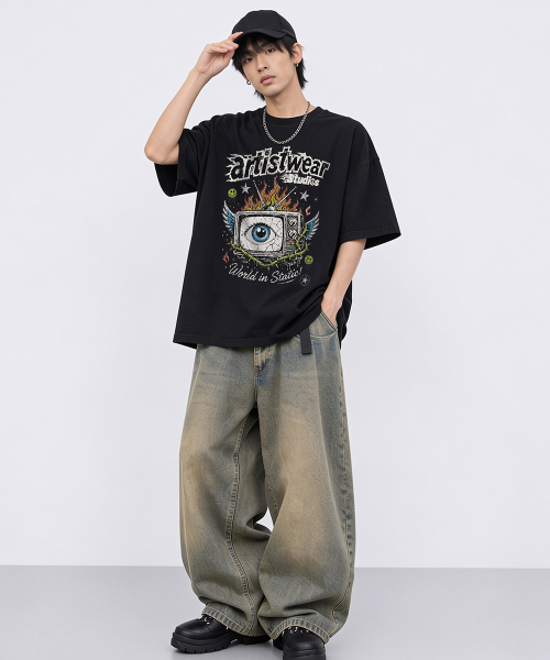 ARTISTWEAR（アーティストウェア）の「[ATW] スタティックアイ 半袖Tシャツ - 2COLOR（Tシャツ/カットソー・レディース・ホワイト/ブラック・XX-LARGE/X-LARGE/LARGE/MEDIUM/SMALL/XXXX-LARGE）」の6枚目の写真