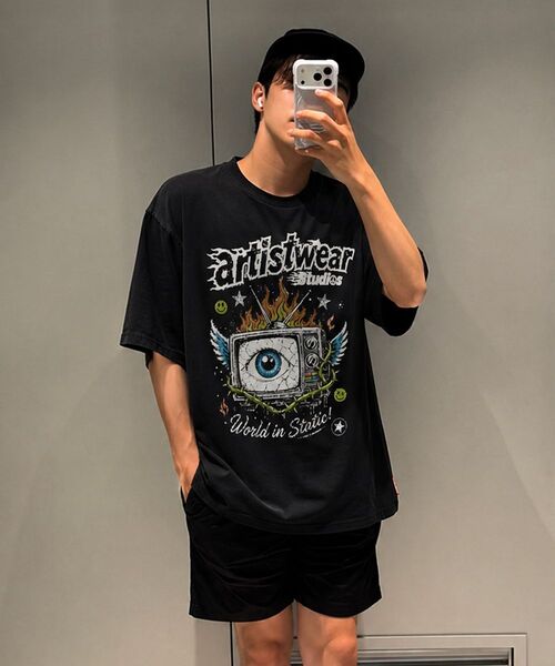 ARTISTWEAR（アーティストウェア）の「[ATW] スタティックアイ 半袖Tシャツ - 2COLOR（Tシャツ/カットソー・レディース・ホワイト/ブラック・XX-LARGE/X-LARGE/LARGE/MEDIUM/SMALL/XXXX-LARGE）」の7枚目の写真