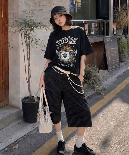 ARTISTWEAR（アーティストウェア）の「[ATW] スタティックアイ 半袖Tシャツ - 2COLOR（Tシャツ/カットソー・レディース・ホワイト/ブラック・XX-LARGE/X-LARGE/LARGE/MEDIUM/SMALL/XXXX-LARGE）」の9枚目の写真