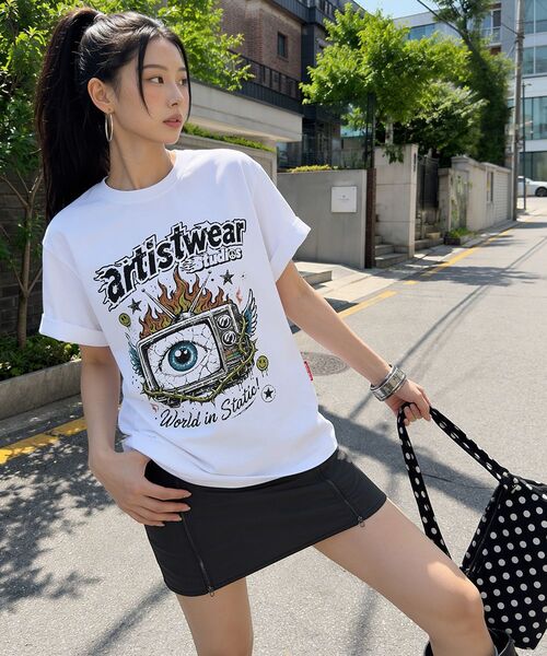 ARTISTWEAR（アーティストウェア）の「[ATW] スタティックアイ 半袖Tシャツ - 2COLOR（Tシャツ/カットソー・レディース・ホワイト/ブラック・XX-LARGE/X-LARGE/LARGE/MEDIUM/SMALL/XXXX-LARGE）」の10枚目の写真