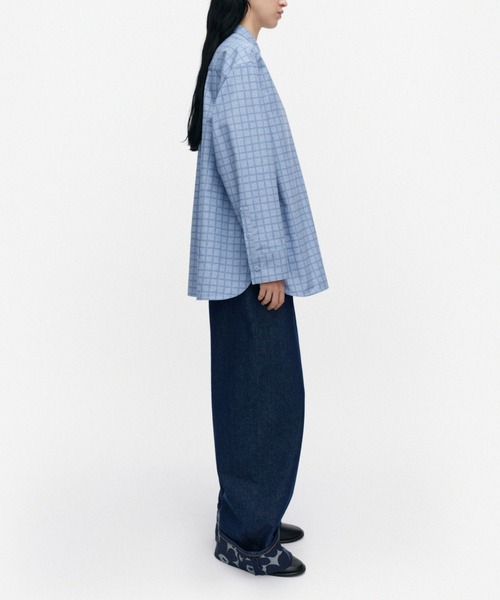 marimekko(マリメッコ)の「Toistuma Pikku Ruutu / blouse(シャツ/ブラウス・レディース・ライトブルー・34/36)」の2枚目の写真