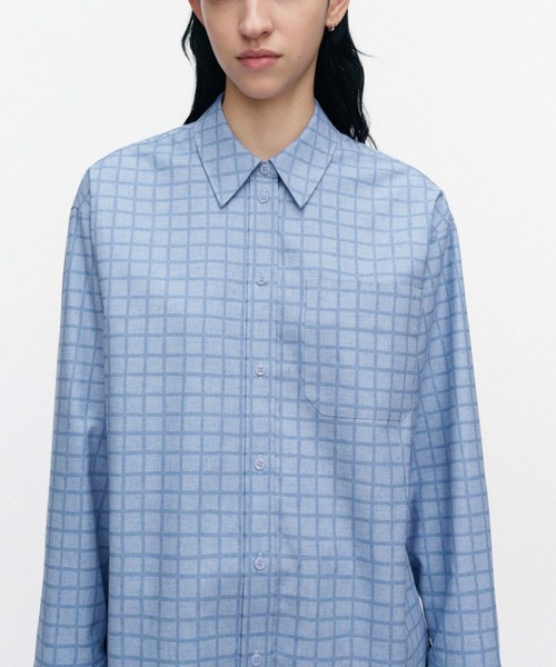 marimekko(マリメッコ)の「Toistuma Pikku Ruutu / blouse(シャツ/ブラウス・レディース・ライトブルー・34/36)」の4枚目の写真