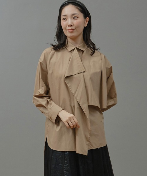 Nunc.（ヌンク）の「アシンメトリードレープシャツ（シャツ/ブラウス・レディース・オフホワイト/ブラウン系その他/ベージュ/ブルー系その他/ブルー・FREE）」の18枚目の写真