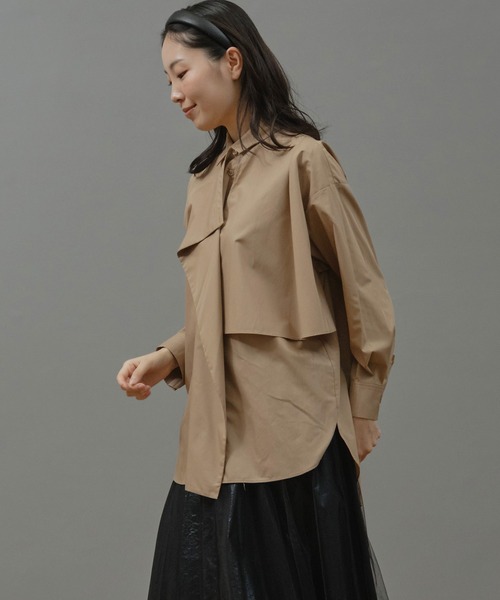 Nunc.（ヌンク）の「アシンメトリードレープシャツ（シャツ/ブラウス・レディース・オフホワイト/ブラウン系その他/ベージュ/ブルー系その他/ブルー・FREE）」の19枚目の写真