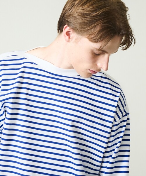 ABAHOUSE(アバハウス)の「ボートネック フレンチボーダー長袖Tシャツ / ユニセックス(Tシャツ/カットソー・メンズ・ブラック/ブルー・46/48)」の4枚目の写真