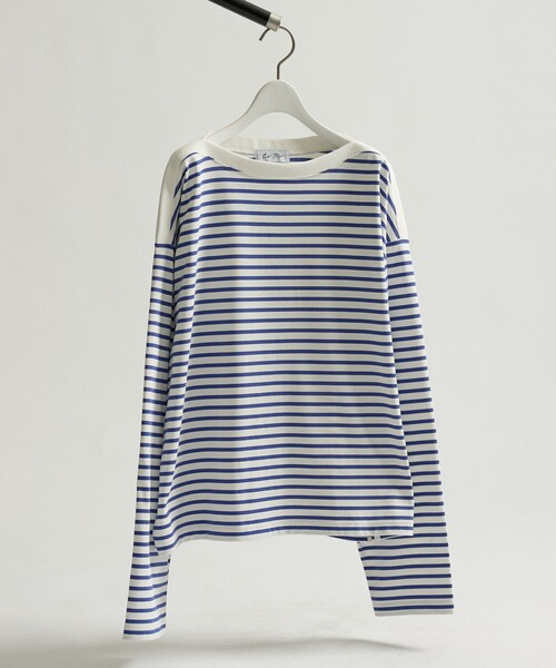 ABAHOUSE(アバハウス)の「ボートネック フレンチボーダー長袖Tシャツ / ユニセックス(Tシャツ/カットソー・メンズ・ブラック/ブルー・46/48)」の7枚目の写真
