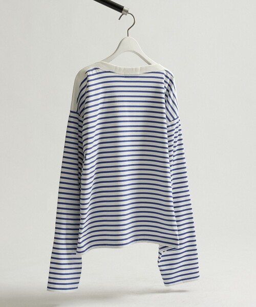 ABAHOUSE(アバハウス)の「ボートネック フレンチボーダー長袖Tシャツ / ユニセックス(Tシャツ/カットソー・メンズ・ブラック/ブルー・46/48)」の8枚目の写真