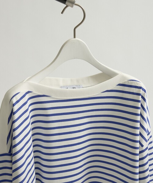 ABAHOUSE(アバハウス)の「ボートネック フレンチボーダー長袖Tシャツ / ユニセックス(Tシャツ/カットソー・メンズ・ブラック/ブルー・46/48)」の9枚目の写真