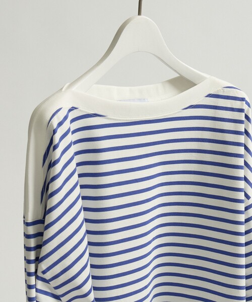 ABAHOUSE(アバハウス)の「ボートネック フレンチボーダー長袖Tシャツ / ユニセックス(Tシャツ/カットソー・メンズ・ブラック/ブルー・46/48)」の13枚目の写真