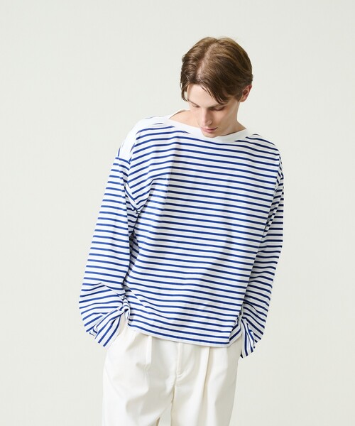 ABAHOUSE(アバハウス)の「ボートネック フレンチボーダー長袖Tシャツ / ユニセックス(Tシャツ/カットソー・メンズ・ブラック/ブルー・46/48)」の14枚目の写真