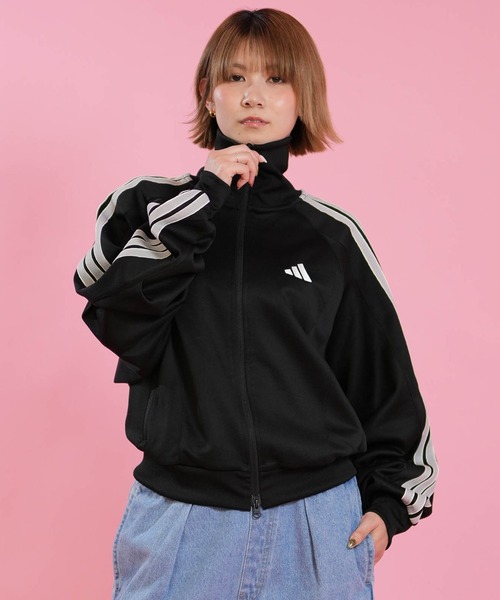 adidas(アディダス)の「adidas/アディダス トラックジャケット DM419(スウェット・レディース・ブラック/グレー・M/L)」の1枚目の写真