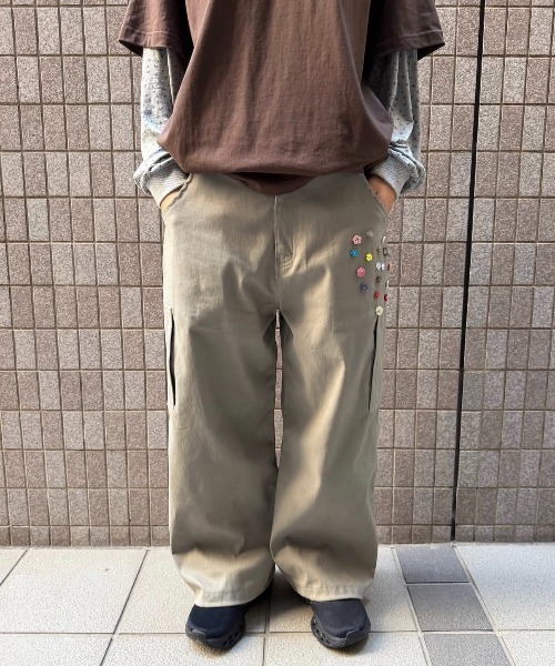 BROKEN BASE(ブロークンベース)の「Button Cargo Pants / ボタンカーゴパンツ(カーゴパンツ・メンズ・ライトグレー/ネイビー・LARGE/MEDIUM)」の4枚目の写真