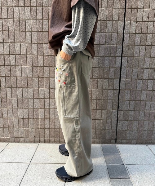 BROKEN BASE(ブロークンベース)の「Button Cargo Pants / ボタンカーゴパンツ(カーゴパンツ・メンズ・ライトグレー/ネイビー・LARGE/MEDIUM)」の5枚目の写真