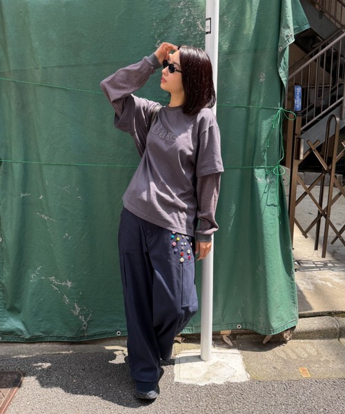 BROKEN BASE(ブロークンベース)の「Button Cargo Pants / ボタンカーゴパンツ(カーゴパンツ・メンズ・ライトグレー/ネイビー・LARGE/MEDIUM)」の3枚目の写真