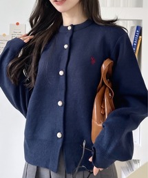 【Ada.別注 U.S. POLO ASSN.】パールボタン クルーネック ニットカーディガン