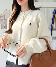 【Ada.別注 U.S. POLO ASSN.】パールボタン クルーネック ニットカーディガン