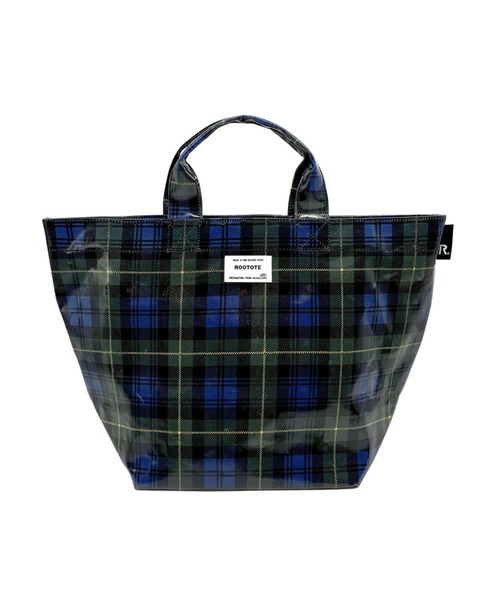 ROOTOTE(ルートート)の「ルートート / チェック柄 舟形トートバッグ ラミネート 撥水 雨の日 ランチバッグ EU.デリ.ラミネート-Z(トートバッグ・レディース・グリーン/ブラック・FREE)」の2枚目の写真