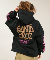 【ムラサキスポーツ限定】SANTACRUZ/サンタクルーズ ジップアップ パーカー フーディー ロゴ レオパード柄 バックプリント 裏起毛 502264331