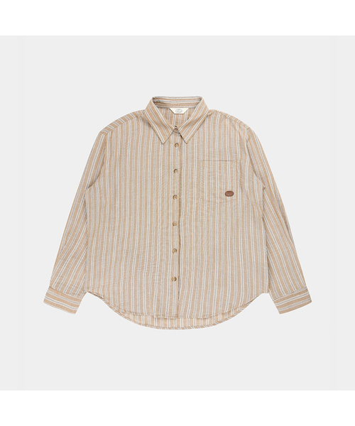 PIGMENT（ピグメント）の「パクシラベルストライプシャツ (KYNB2607019)（シャツ/ブラウス・レディース・オリーブ/キャメル/ネイビー・FREE）」の3枚目の写真