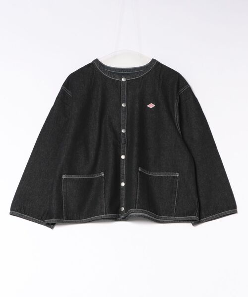 DANTON（ダントン）の「Women's Denim Collarless Jacket（ダウンジャケット/コート・レディース・ブラック/ダークインディゴブルー・38/34/36）」の2枚目の写真