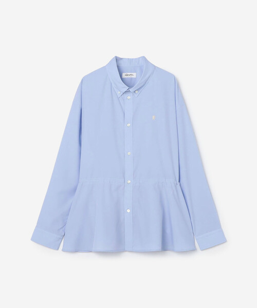GYMPHLEX（ジムフレックス）の「Gymphlex | ボタンダウン ウエストギャザー チュニック WOMEN（シャツ/ブラウス・レディース・ホワイト/サックスブルー・14）」の2枚目の写真