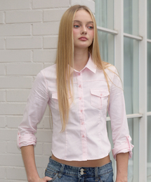 Pocket Roll-up shirt [Pink]