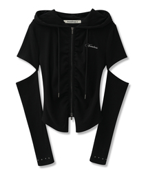 MARINA CUTOUT フーディ ジップアップ BLACK