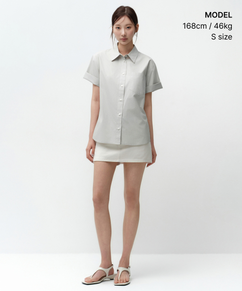 MUSINSA STANDARD WOMAN（ムシンサスタンダードウーマン）の「ウィメンズリラックスドソフトポプリン半袖シャツ[ダスティミント]（シャツ/ブラウス・レディース・その他・SMALL/MEDIUM/LARGE/X-SMALL）」の2枚目の写真