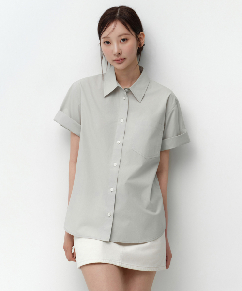 MUSINSA STANDARD WOMAN（ムシンサスタンダードウーマン）の「ウィメンズリラックスドソフトポプリン半袖シャツ[ダスティミント]（シャツ/ブラウス・レディース・その他・SMALL/MEDIUM/LARGE/X-SMALL）」の3枚目の写真