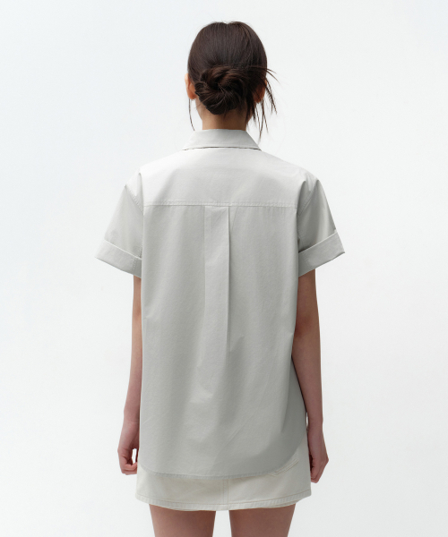 MUSINSA STANDARD WOMAN（ムシンサスタンダードウーマン）の「ウィメンズリラックスドソフトポプリン半袖シャツ[ダスティミント]（シャツ/ブラウス・レディース・その他・SMALL/MEDIUM/LARGE/X-SMALL）」の4枚目の写真
