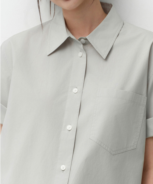 MUSINSA STANDARD WOMAN（ムシンサスタンダードウーマン）の「ウィメンズリラックスドソフトポプリン半袖シャツ[ダスティミント]（シャツ/ブラウス・レディース・その他・SMALL/MEDIUM/LARGE/X-SMALL）」の5枚目の写真