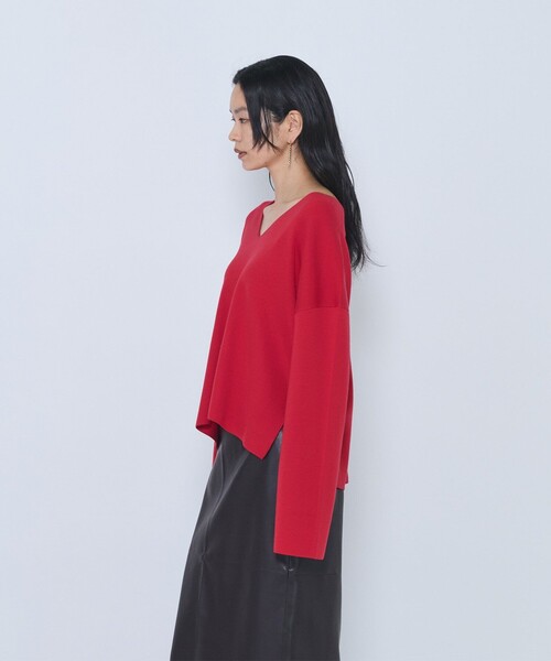 1er Arrondissement(プルミエアロンディスモン)の「ウールスムースVネックプルオーバー(ニット/セーター・レディース・ブラウン/オフホワイト/グレー/レッド・FREE)」の5枚目の写真