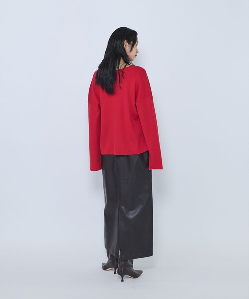 1er Arrondissement(プルミエアロンディスモン)の「ウールスムースVネックプルオーバー(ニット/セーター・レディース・ブラウン/オフホワイト/グレー/レッド・FREE)」の10枚目の写真