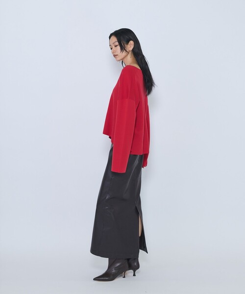 1er Arrondissement(プルミエアロンディスモン)の「ウールスムースVネックプルオーバー(ニット/セーター・レディース・ブラウン/オフホワイト/グレー/レッド・FREE)」の11枚目の写真
