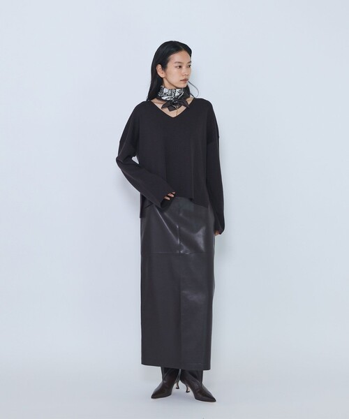 1er Arrondissement(プルミエアロンディスモン)の「ウールスムースVネックプルオーバー(ニット/セーター・レディース・ブラウン/オフホワイト/グレー/レッド・FREE)」の20枚目の写真