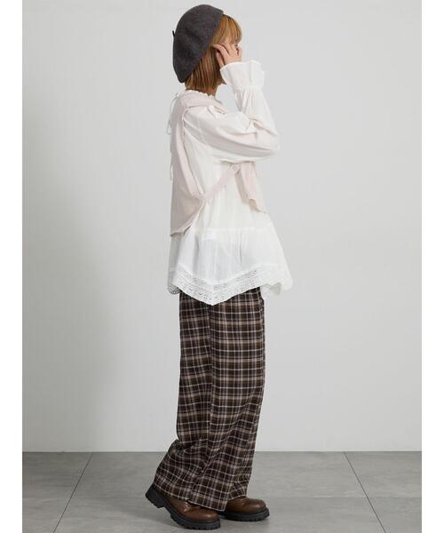 Samansa Mos2(サマンサ モスモス)の「ツイルワイドストレートパンツ(その他パンツ・レディース・チェック・F)」の15枚目の写真